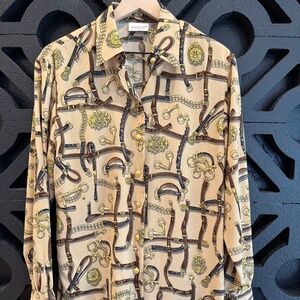 Basler | Vintage Equestrian Pattern Blouse